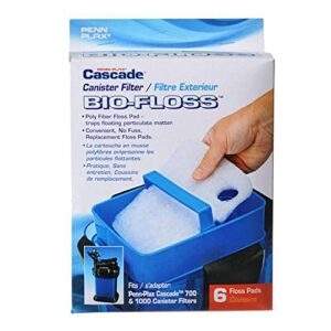 penn-plax cascade bio-floss replacement poly fiber floss pads for cascade 700 & 1000 canister aquarium filters – 6 pack