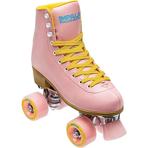 Impala Rollerskates Girl's Impala Quad Skate (Big Kid/Adult) Pink/Yellow 8 (US Men's 6, Women's 8) M