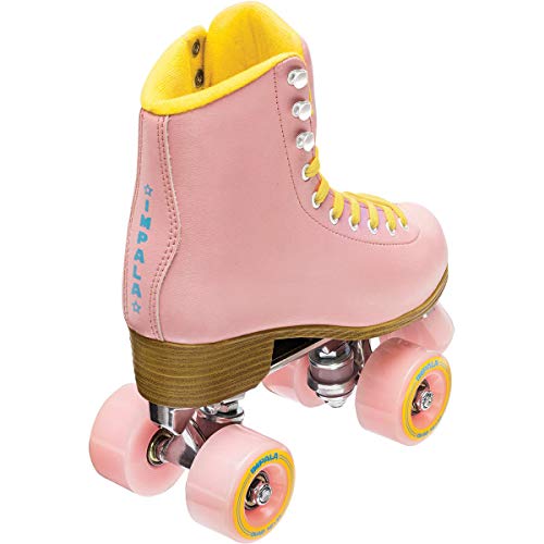 Impala Rollerskates Girl's Impala Quad Skate (Big Kid/Adult) Pink/Yellow 8 (US Men's 6, Women's 8) M