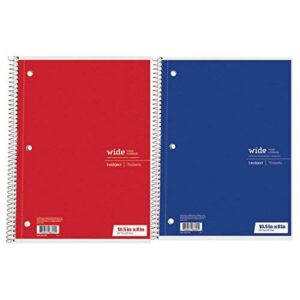 office depot wide ruled spiral notebook 1 subject 70 sheets set of 2 red and blue