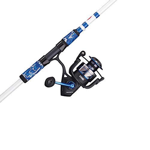 PENN Fishing Battle Spinning Reel and Fishing Rod Combo, black/white/blue, 5000 reel size - 7' - medium heavy - 1pc (BTLIII5000LE701MH)