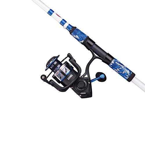 PENN Fishing Battle Spinning Reel and Fishing Rod Combo, black/white/blue, 5000 reel size - 7' - medium heavy - 1pc (BTLIII5000LE701MH)