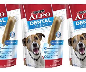 Purina Alpo Dental Chews 10 Count (Pack of 3) Small/Medium Daily Dental Dog Snacks