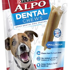 Purina Alpo Dental Chews 10 Count (Pack of 3) Small/Medium Daily Dental Dog Snacks