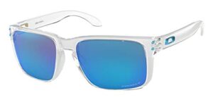 oakley holbrook xl oo9417 sunglasses for men+bundle accessory leash kit + bundle with designer iwear complimentary care kit (polished clear/prizm sapphire polarized, 59)