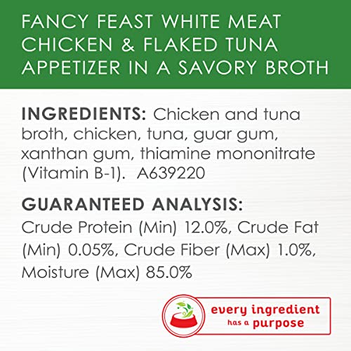 Fancy Feast Purina Gravy, Grain Free Wet Cat Food Complement, Appetizers White Meat Chicken & Flaked Tuna - (10) 1.1 oz. Trays