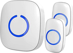 sadotech wireless doorbells for home, apartments, businesses, classrooms, etc. – 2 door bell ringer & 1 plug-in chime receiver, battery operated, easy-to-use, wireless doorbell w/led flash, white
