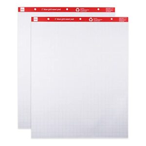 office depot® brand easel pads, 27″ x 34″, 1″ blue grid, 50 sheets, 30% recycled, pack of 2