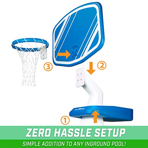 GoSports Splash Hoop Swimming Pool Basketball Game, Includes Poolside Water Basketball Hoop, 2 Balls and Pump – Choose Your Style