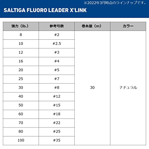 Daiwa Saltiga Fluoro Leader Cross Link 98.6 ft (30 m), 60 lb (#18), Natural