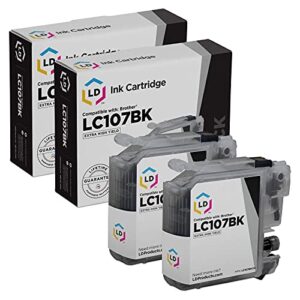 ld compatible ink cartridge replacement for brother lc107bk super high yield (black, 2-pack)