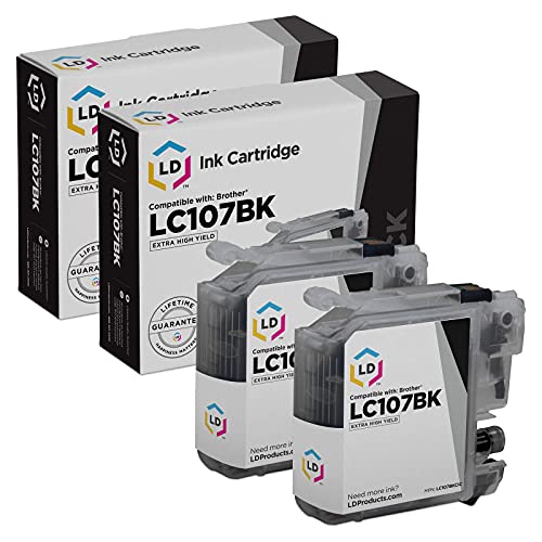 LD Compatible Ink Cartridge Replacement for Brother LC107BK Super High Yield (Black, 2-Pack)