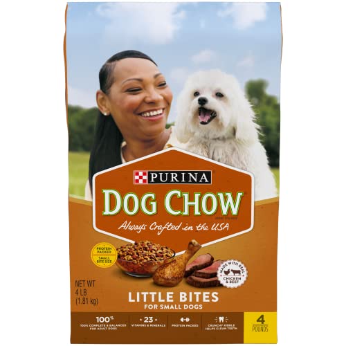 Purina Dog Chow Small Breed Dry Dog Food, Little Bites With Real Chicken & Beef - (4) 4 lb. Bags