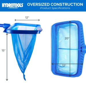 HYDROTOOLS By SWIMLINE 8040 Leaf Net For Inground Above Ground Pool Pond | Extra Large Skimmer Net Cleaning Tool & Ultra Fine Deep Mesh Bag | Durable Reinforced Plastic Frame | For Debris Bugs Pickup