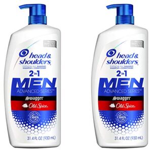 head and shoulders shampoo and conditioner 2 in 1, anti dandruff treatment and scalp care, old spice swagger for men, 31.4 fl oz, pack of 2