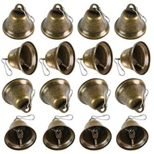 bigotters craft bells, 16pcs bronze jingle bells vintage bells (1.7″ x 1.5″) with spring hooks hanging for wind chimes housebreaking making dog potty training doorbell wedding decor diy favor