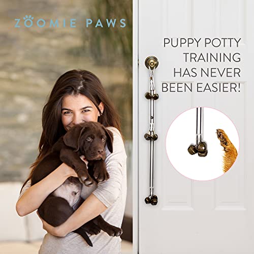 Zoomie Paws Hanging Door Bells for Potty Training - Decorative Dog Door Bells for Door, Puppy Supplies for Pet Dogs, Pet Supplies, Dog Training Bells, Black and White Strap with Bells, 1-Pk