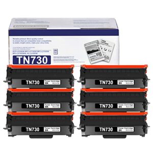 PIONOUS TN730 TN760 Toner Cartridge Black Compatible Replacement for Brother TN730 Toner HL-L2300D L2320D L2340DW L2360DW L2380DW MFC-L2680W L2685DW L2700DW L2705DW Printer Ink - 6 Pack