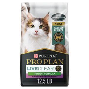 purina pro plan allergen reducing, indoor cat food, liveclear turkey and rice formula – 12.5 lb. bag