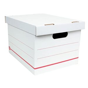 office depot® brand standard-duty corrugated storage boxes, letter/legal size, 15″ x 12″ x 10″, 60% recycled, white/red