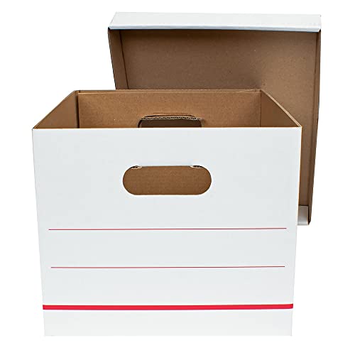 Office Depot® Brand Standard-Duty Corrugated Storage Boxes, Letter/Legal Size, 15" x 12" x 10", 60% Recycled, White/Red