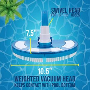 U.S. Pool Supply Weighted Pool Vacuum Head, Transparent Curved Half Moon Body - Swivel Connection, Pole Handle - for Above Ground & Inground Swimming Pools – Vinyl Liner Floor, Wall, Corner Cleaner