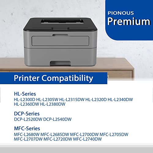 PIONOUS Compatible TN660 2 Pack Toner Cartridge Replacement for Brother TN 660 TN-660 for HL-L2300D L2305W L2320D MFC-L2680W L2685DW DCP-L2520DW L2540DW Printer