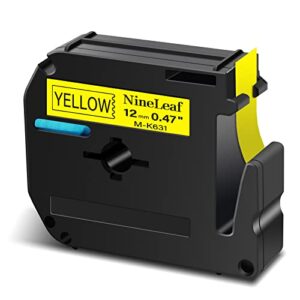 nineleaf compatible for brother p touch m tape m-k631 mk631 m631 12mm 0.47” yellow label tape work with ptouch pt-m95 pt-90 pt-70 pt-70sr pt-65 pt-85 pt-45 label maker refills