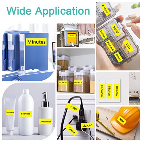 NineLeaf Compatible for Brother P Touch M Tape M-K631 MK631 M631 12mm 0.47'' Yellow Label Tape Work with Ptouch PT-M95 PT-90 PT-70 PT-70SR PT-65 PT-85 PT-45 Label Maker Refills