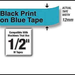 Brother M531 M Series Labeling Tape for P-Touch Labelers, 1/2-Inch W, Black On Blue