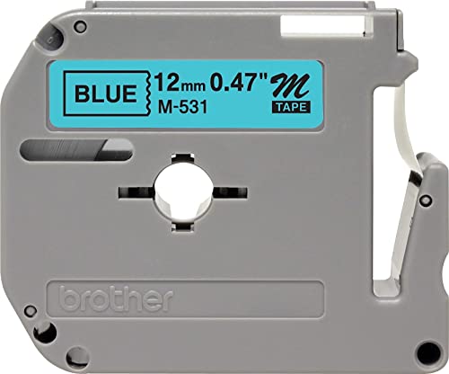 Brother M531 M Series Labeling Tape for P-Touch Labelers, 1/2-Inch W, Black On Blue