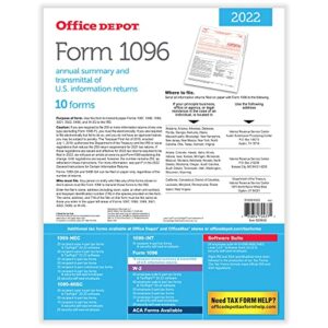 Office Depot® Brand 1096 Laser Tax Forms, 1-Part, 8-1/2" x 11", Pack of 10 Forms