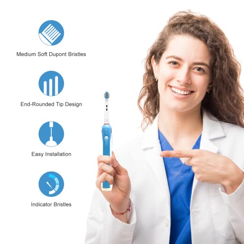 Toothbrush Heads for Oral B, 10 Pack Replacement Toothbrush Heads Medium Soft Dupont Bristles Electric Toothbrush Replacement Heads Effective Cleaning Brush Heads Refills for Oral Health