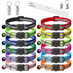 extodry 14 pack reflective-breakaway cat collars with bells,safety buckle kitten collar,with name tag,adjustable,ideal for girl cats male cats,pet supplies,stuff,accessories(12 colors & 2 id tags)