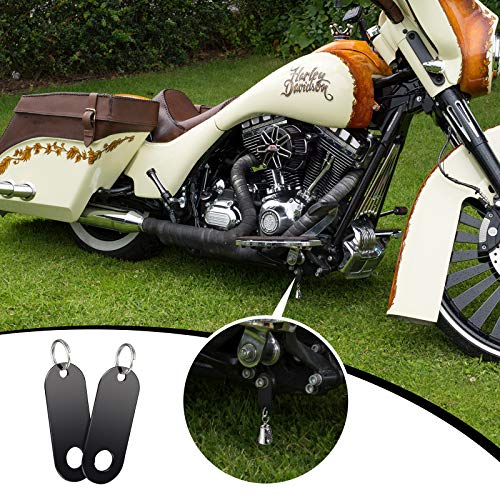 2 Pieces Motorcycle Bell Hangers Motorcycle Luck Riding Bell Hangers and 2 Pieces Split Rings, Fits for Any Bells, Compatible with (Black)