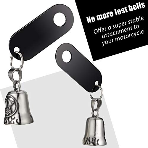 2 Pieces Motorcycle Bell Hangers Motorcycle Luck Riding Bell Hangers and 2 Pieces Split Rings, Fits for Any Bells, Compatible with (Black)