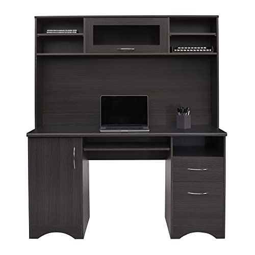 Realspace® Pelingo 56"W Desk with Hutch, Dark Gray