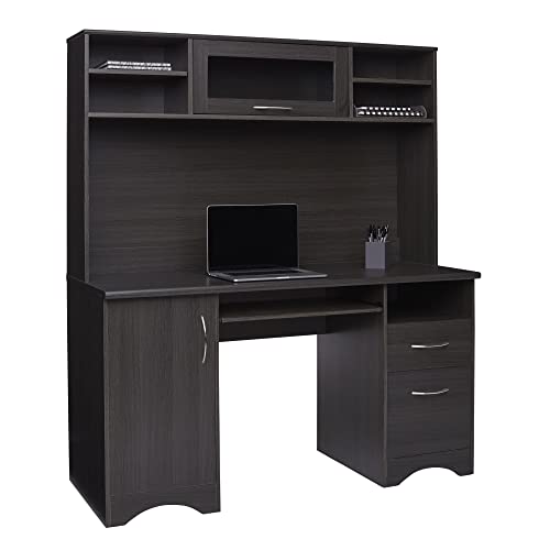 Realspace® Pelingo 56"W Desk with Hutch, Dark Gray