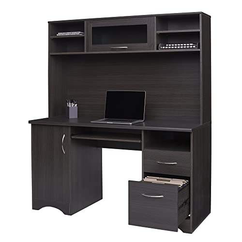 Realspace® Pelingo 56"W Desk with Hutch, Dark Gray