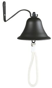 upstreet outdoor bell & indoor dinner bell/made of black large bell, cast iron bell, ideal for wall mounted bell, bracket mounts metal dinner bell and hanging bell for home, school or church