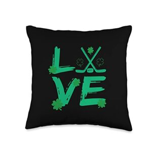 top green youth apparel for holiday sport clothes hockey luck clover men boy st patricks day irish t party kid throw pillow, 16×16, multicolor