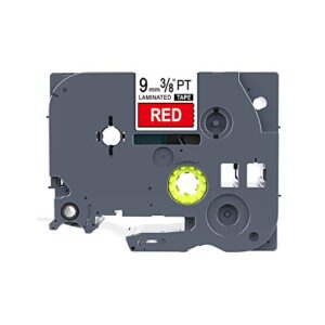 idik 1pk white on red standard laminated label tape compatible for brother p-touch tze-425 tz425 tze425(9mm x 8m)