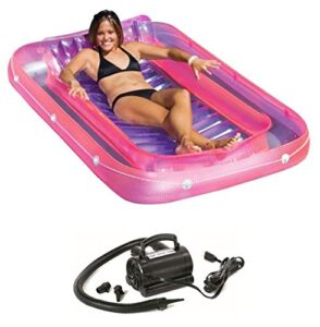 new swimline 9052 71″ swimming pool inflatable tub lounger w/ 110 volt air pump