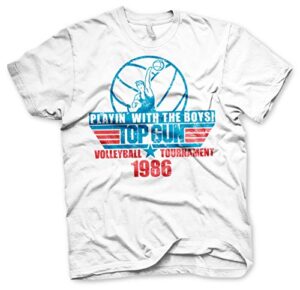 top gun officially licensed volleyball tournament big & tall mens t-shirt (white), xxxx-large