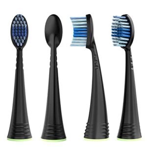 Replacement Toothbrush Heads with Covers for AquaSonic Black Series, Black, 10 Count