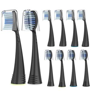 replacement toothbrush heads with covers for aquasonic black series, black, 10 count