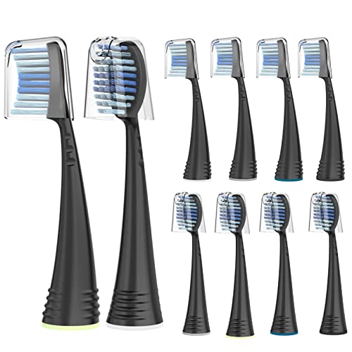 Replacement Toothbrush Heads with Covers for AquaSonic Black Series, Black, 10 Count