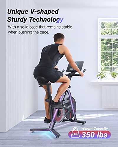 MERACH Exercise Bike, Bluetooth Stationary Bike for Home with Magnetic Resistance, Indoor Cycling Bike with 350lbs Weight Capacity, iPad Holder, TT