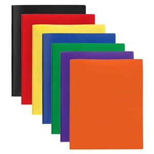 office depot® brand 2-pocket school-grade poly folders with prongs, 8-1/2″ x 11″, assorted colors, pack of 48