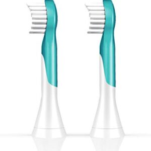 Philips Sonicare for Kids 3+ Genuine Replacement Toothbrush Heads, 2 Brush Heads, Turquoise and White, Compact, HX6032/94